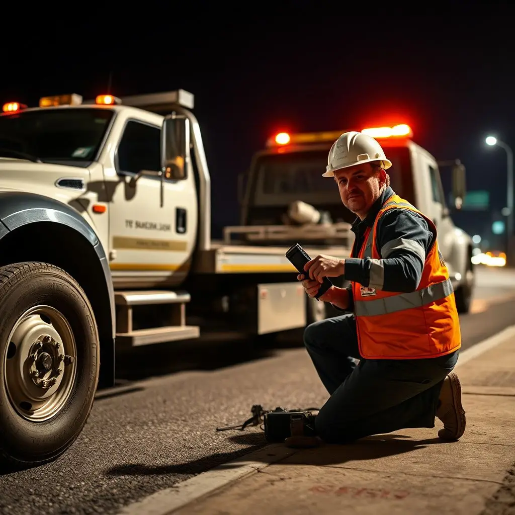 An operator preparing a flatbed tow truck for a vehicle recovery on a sunny day in Callahan, FL.